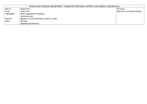 Scheme of Work: Creative Writing Activities.