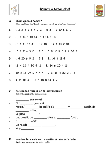 Spanish Food & Drinks: En la cafeteria