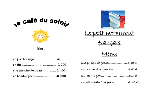 small café menus