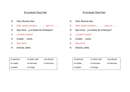 En la tienda Duty Free dialogue