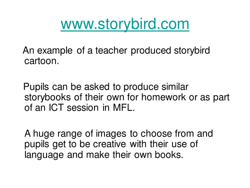 French story telling using Storybird AfL