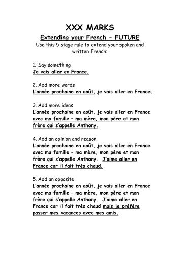 French xxx marks extending your french future/past