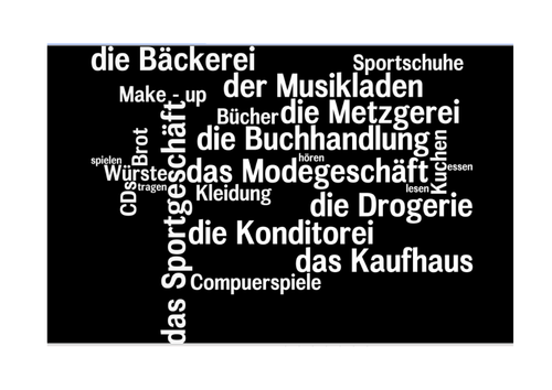 German wordle categorisation ex shops and shopping  Teaching Resources