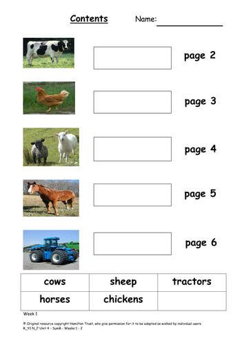Yr 1 Unit 4 Information texts:The Farm