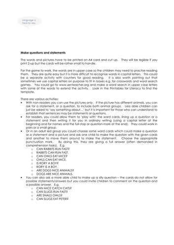 Make questions and statements (Widgit CIP)