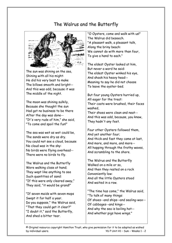 Yr 6 Poetry Unit H1 Lewis Carroll nonsense poems