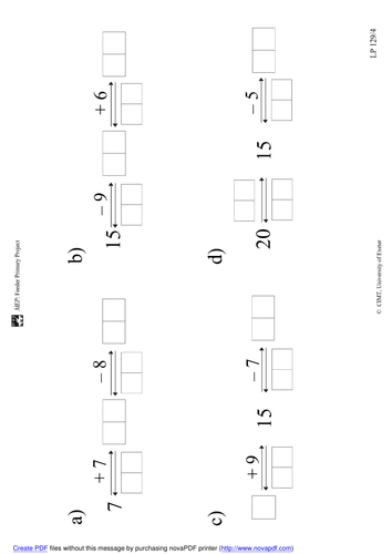 Number bonds and sums to 15, lesson 4