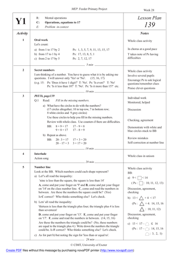 Number bonds and sums to 17, lesson 2