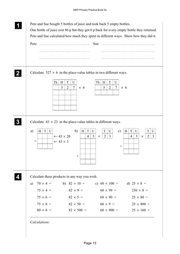 Yr 5 Multiplication-written methods : Lesson 13