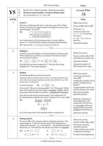 Yr 5 Division : Lesson 16