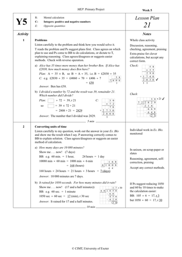 Yr 5 Positive & Negative numbers : Lesson 21
