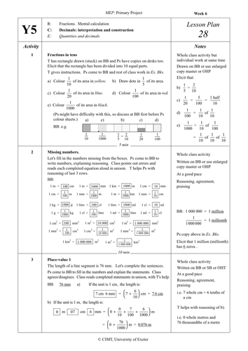 Yr 5 Decimals : Lesson 28