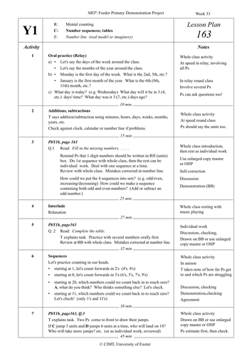 Number sequences: tables