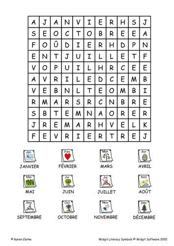 Widgit- French: months