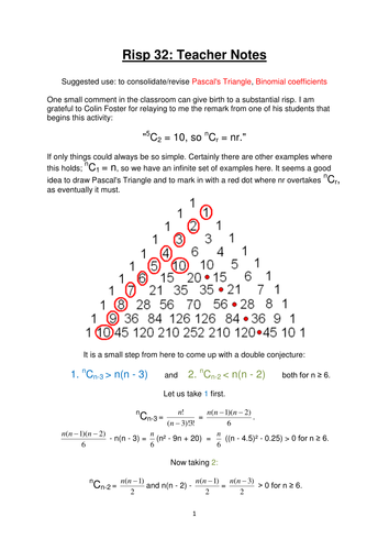 Exploring Pascal's Triange - worksheet, activities