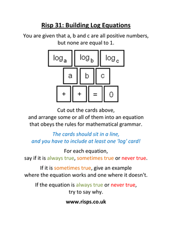 Building Log Equations (Risp 31)