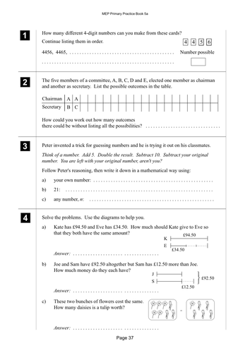 Yr 5 Word Problems : Lesson 37
