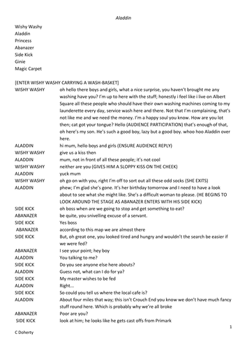 Aladdin Pantomime Script by chloedoherty - Teaching Resources - Tes