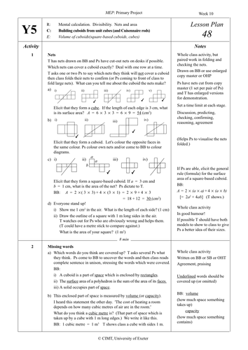 Yr 5 Cuboids : Lesson 48