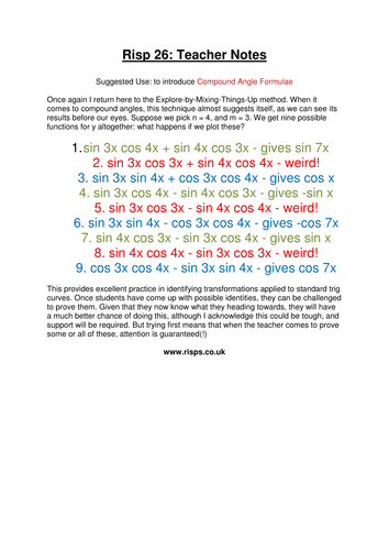 The Compound Angle Formulae lesson, worksheet