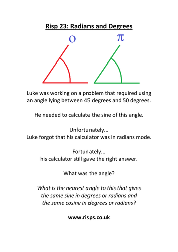 Radians and Degrees Lesson - worksheets
