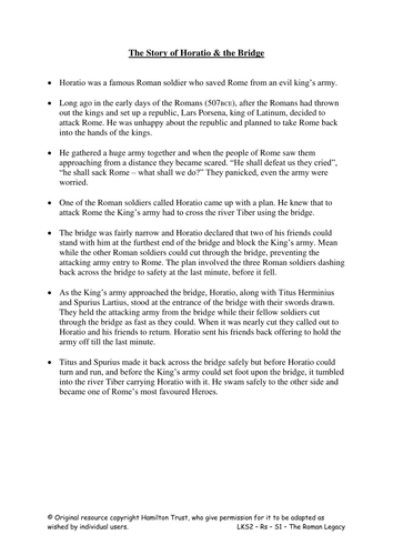 Horatio and The Bridge Teaching Resources