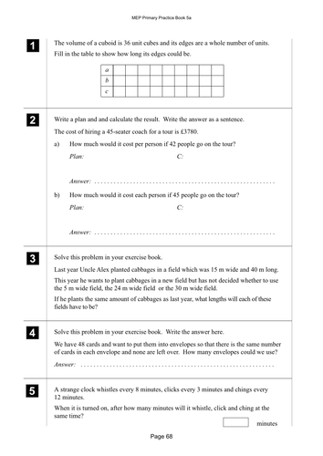 Yr 5 Word problems : Lesson 68