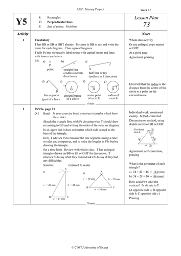 Yr 5 Perpendicular lines : Lesson 73