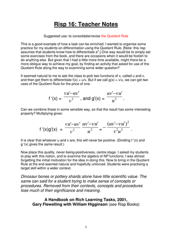 The Quotient Rule, Differentiation Lesson.