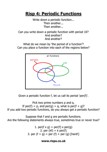 Periodic Functions: lesson, worksheet.