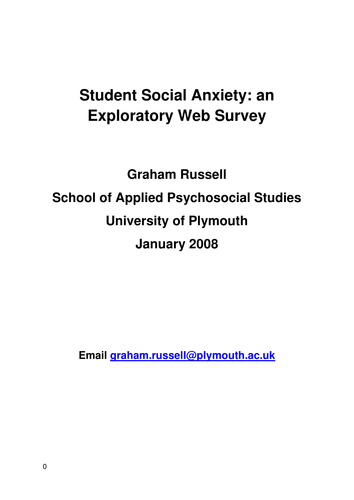 Student Social Anxiety: an exploratory web survey
