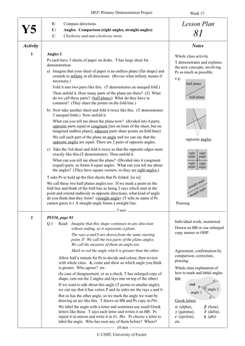 Year 5 Angles : Lesson 81
