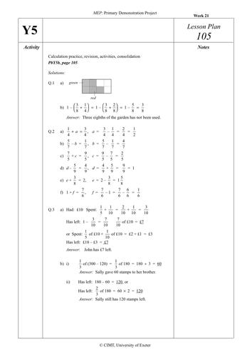 Yr 5 Revision : Lesson 105