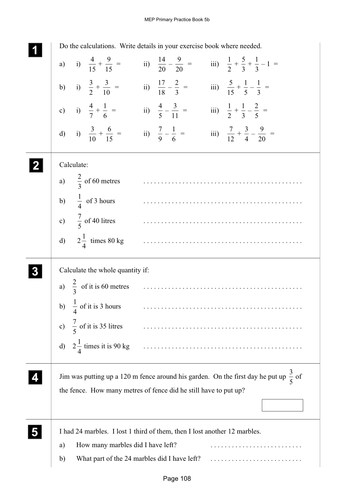 Yr 5 Integers and fractions : Lesson 108