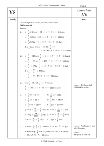 Yr 5 Revision : Lesson 110