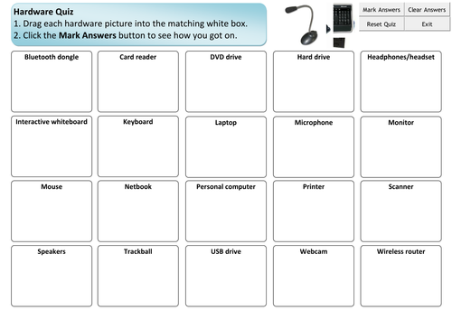 Hardware Drag and Drop Quiz