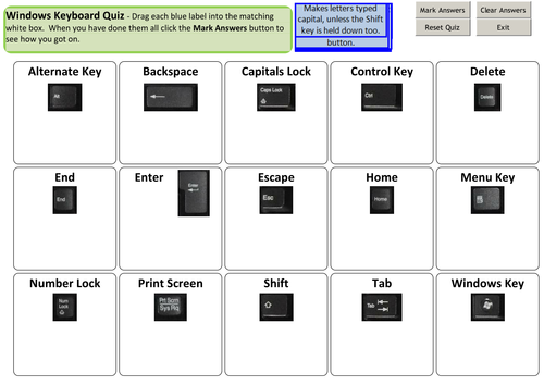 Keyboard Drag and Drop Quizzes