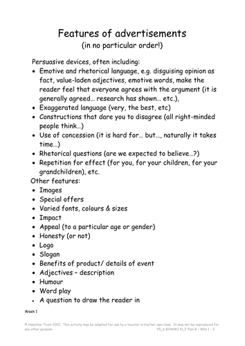 Persuasive language Weeks 1 - 2 | Teaching Resources