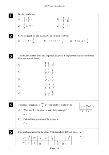 Yr 5 Fractions : Lesson 113