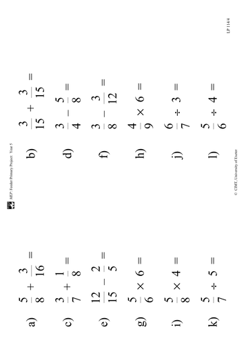 Yr 5 Fractions : Lesson 114