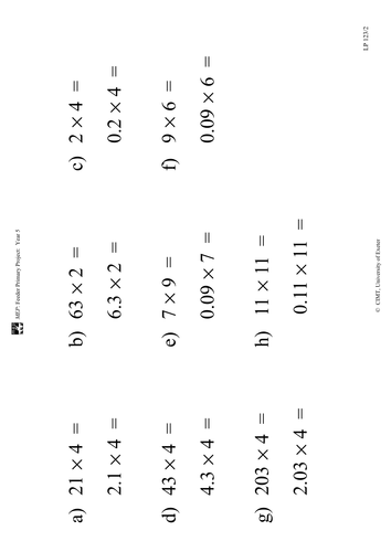Yr 5 Decimals : Lesson 123