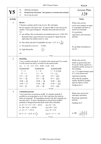 Yr 5 Decimals : Lesson 128