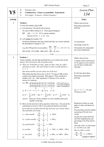 Yr 5 Probability : Lesson 134
