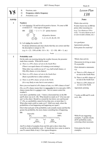 Yr 5 Frequency : Lesson 138