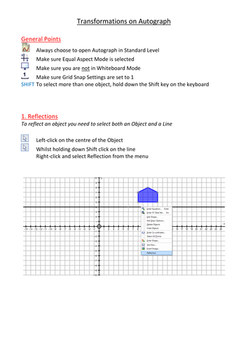 Transformations on Autograph. Lesson plan.
