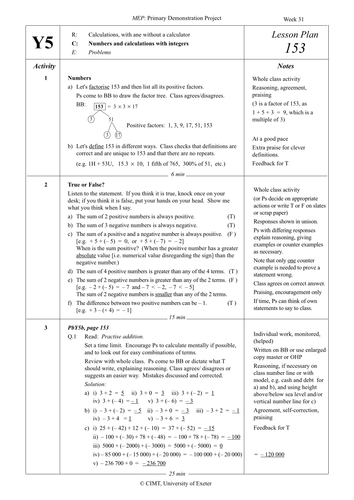 Yr 5 Number : Lesson 153