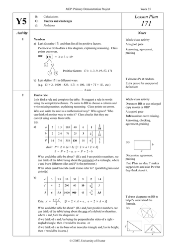 Yr 5 Puzzles : Lesson 171