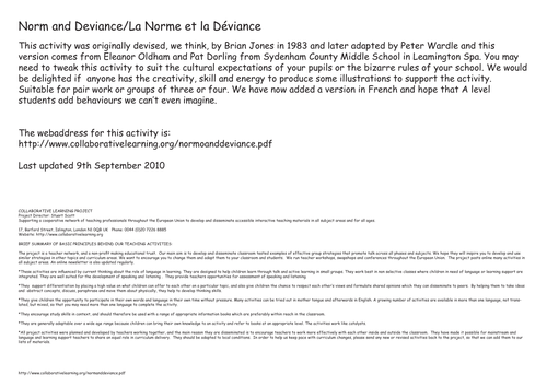 Norm and Deviance/La Norme et la Déviance