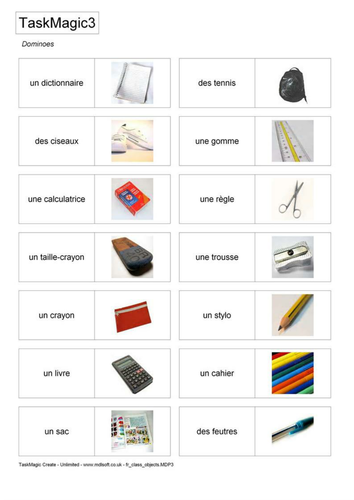 French Class Items / Pencil case items