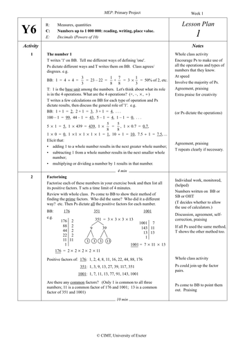Yr 6 Number : Lesson 1